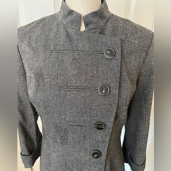 Badgley Mischka Military Style Fitted Blazer Wool & Silk Blend - Picture 5 of 16